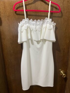 A. Byer White Lace Detail Dress